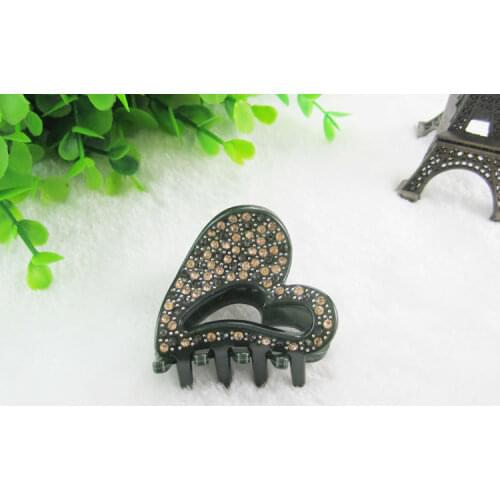 Heart Shape Acrylic Hair Claw 5cm Rhinestones Hair Accessories Cute Full Crystal Hairpin For Women Korean Jewelry