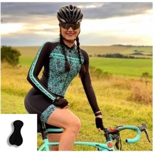 Womens Pro Team Triathlon Suit Cycling Jersey Sets Pink Long Sleeve Skinsuit One Piece Jumpsuit Ropa Ciclismo Speedsuit Trisuit