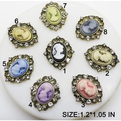 ZMASEY New 10pcs/LOT 1.2*1.05 Inch Retro Buttons Decor accessories DIY Sewing Button Wedding Resin head portrait