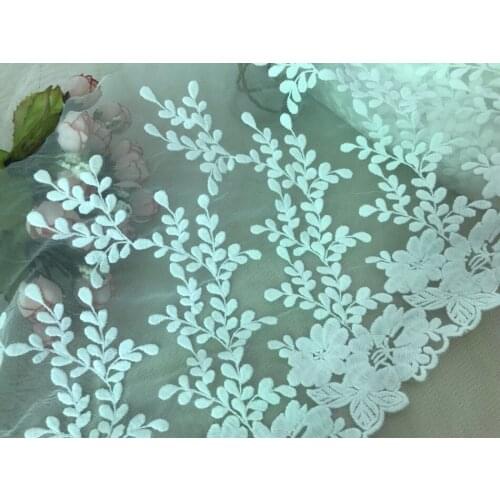 1 Yard(9.4" Wide) New Costume Decor Trimming White Cotton Embroidery Lace Trim Sew DIY Craft Floral Lace Trim