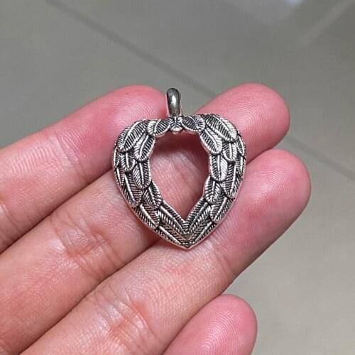 12pcs/lot Fashion Feather Heart DIY Handmade Pendant Necklace Earrings Accessories Charms Findings Jewelry Making Supplies