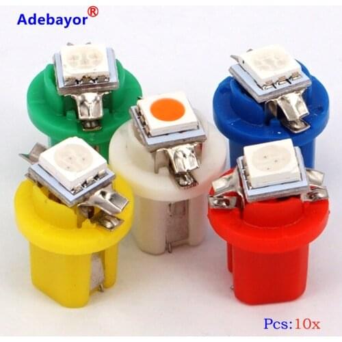 20pcs/lot T5 B8.5D 5050 1 SMD 2721 286 instrument light INTERIOR DOME 12V BULB LAMP Twist Lock white red blue yellow green