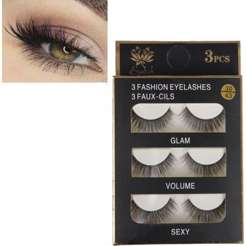 3 pairs of natural false eyelashes full stripe cross long soft natural makeup eyelash beauty makeup