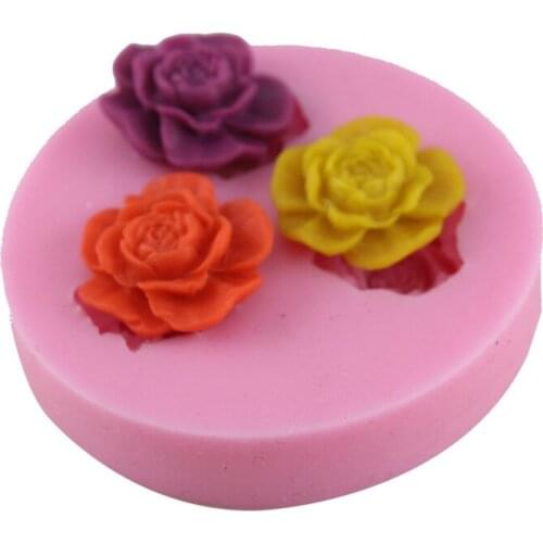 3 pieces/lot) New arrivals 3 cavities diameter 5cm beautiful rose flower shape silicone sugarcraft fondant dough pastry mould