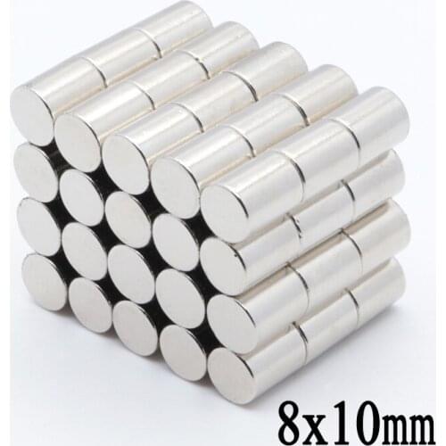 50pcs 8x10 mm N35 Super Strong Round Neodymium Magnets Craft Rare Earth Powerful Magnet 8*10mm