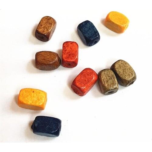 50pcs Korean Simple Retro Solid Wood Earring For Girls Rectangular Perforated Beads Temperament Pendant Diy Jewelry Accessories