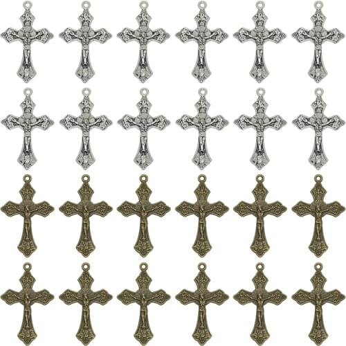 Hot sell 50pcs vintage Jesus cross Charms fit necklace pendants DIY handmade accessories making 28*18mm