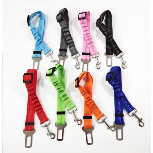 Pet Car Seat Belt Dog Traction Rope Elastic Reflective Telescopic Nylon Dog Seat Belt Cat car Safety Big Dog Car 8 Color Durable