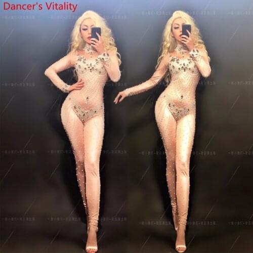 Bar Western Show Music Festival DJ Female Singer DS Rhinestone Diamond Pearl Performance Costume Pole Jazz Dance Clothes Suits