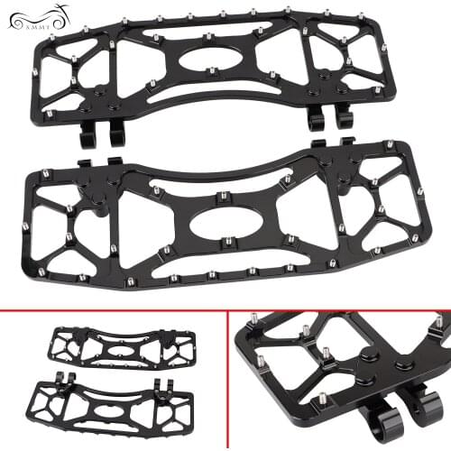 Motor Black Foot Pegs Floorboards Wide MX Driver Stretched Footrests Pedals For Harley Touring Electra Glide Softail Dyna Bobber