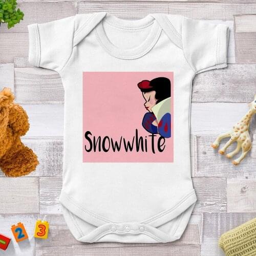 0-24M Baby Girl Clothes Summer White Snow White Printed Graphic Newborn Jumpsuits Infant Bodysuits For Bebes