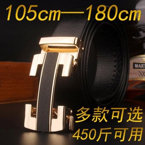 Mens Lengthened Comfort Click Belt Fat Business Large Size Belt Mens Cowhide Extra Long Belt
