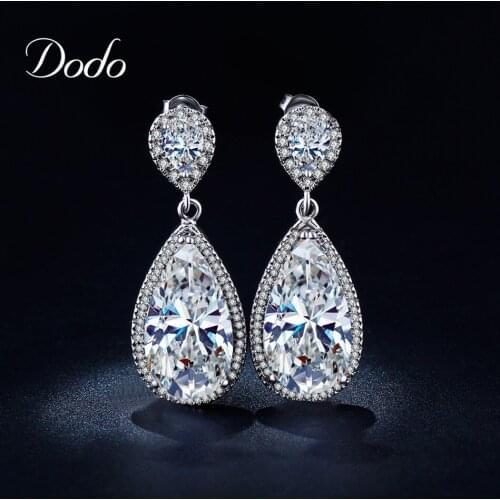 Dodo Luxury Shine Water Drop Bridal Long Earrings For Women Crystal Stud Earring Fashion Party Wedding Jewelry Crystal Hot DE40