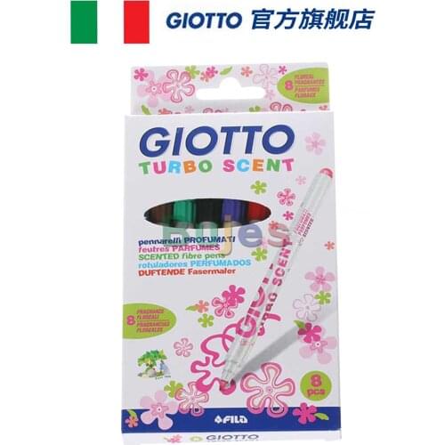Giotto Turbo Scent, Non-toxic Safe Watercolor Pen with Floral Fragrance, 8 Color Flower Fragrance Watercolor Pen,Washable Ink