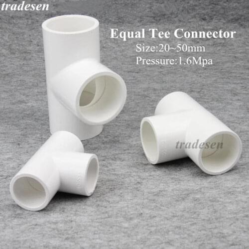 1pcs Inner Dia 20~50mm PVC Tee Connector Aquarium Fish Tank Tube DIY Tools Garden Water Connectors UPVC Pipe Joints