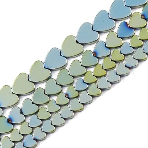 JHNBY 6/8/10mm Green Peach heart Hematite Natural Stone Spacers Chrams Loose Beads For Jewelry Making Diy Pendants Accessories