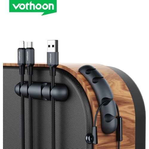 Vothoon Cable Organizer Silicone USB Cable Winder Desktop Car Management Clips Cable Holder For Headphone Mouse Wire Organizer