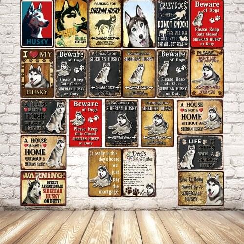 [ Kelly66 ] Pet Dog Warning A House Is Not A Home Without A Husky Metal Sign Home Decor Bar Wall Art Painting 20*30 CM Size DG-1