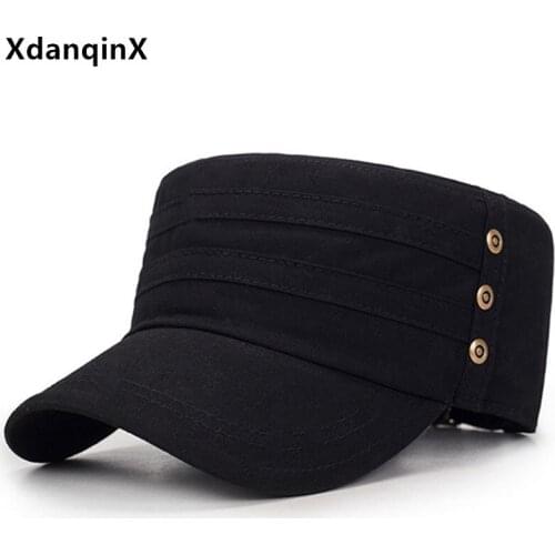 XdanqinX Adult Mens Flat Cap Cotton Navy Hat Military Hats Bone Snapback Cap New Trend Adjustable Size Simple Casual Sports Cap