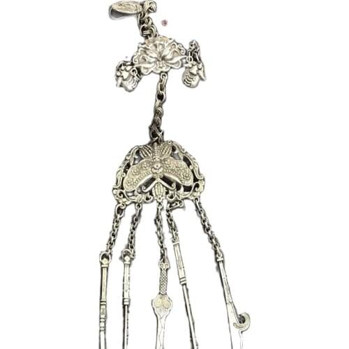 China Tibet Miao Silver Pattern Silver Lock Butterfly