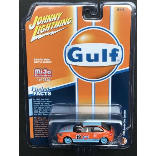 Johnny Lightning 1/64 Gulf Honda Civic Diecast Collection of Simulation Alloy Car Model Children Toys