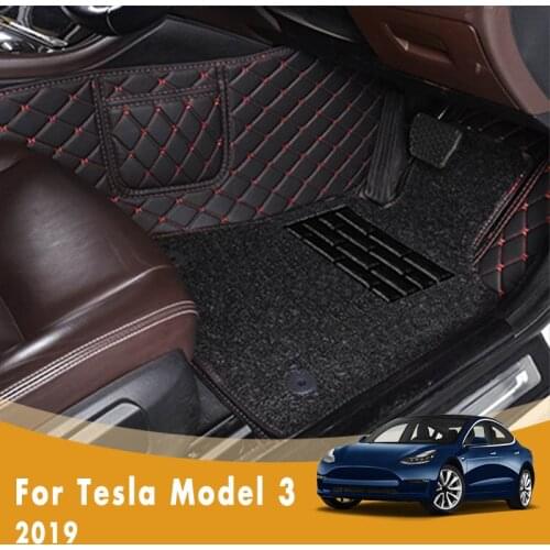 RHD Carpets For Tesla Model 3 2019 Luxury Double Layer Wire Loop Car Floor Mats Auto Interiors Accessories Styling Protect Rugs