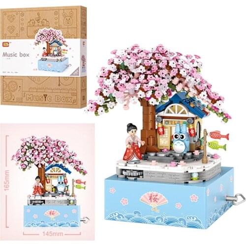LOZ Blocks Beaustiful Castle Building Bricks Spring Sakura with Music Box Toy Kids Gifts Toys for Children Girls Present 1221