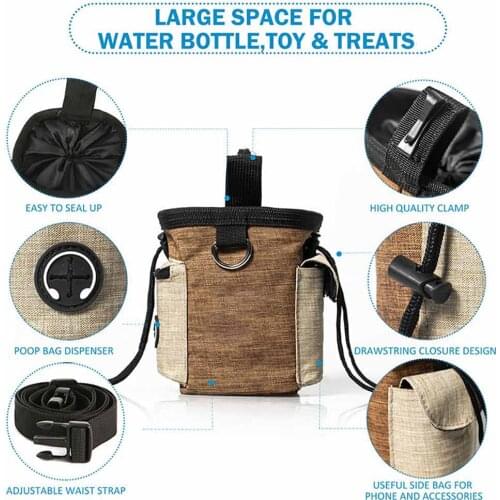 Multi-Function Portable Dog Treat Bag Pet Outdoor Training Aid Bag Poop Bag Food Holder With Adjustable Waist Belt