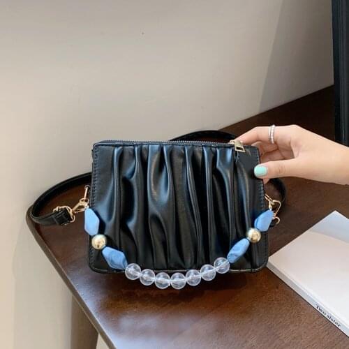 Fashion Trend One-shoulder Bags for Women 2021 Designer Leather Casual Daily Cloud Bags Pleated Solid Color Chain Crossbody Bags
