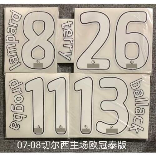 Super A Retro 2007 2008 Champions chelsea lampard terry drogba ballack number font print, Hot stamping patches badges