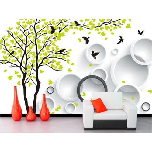 Custom 3D fresh tree birds mural papel de parede, hotel restaurant coffee shop living room sofa tv wall bedroom wallpaper