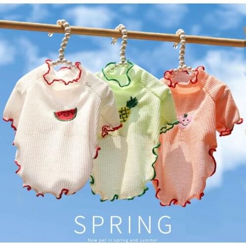 Dog Clothes Summer Puppy Vest Fruit Embroidery Vest Cute Pajamas Pet Clothing For Cat All Season Bottoming Shirts