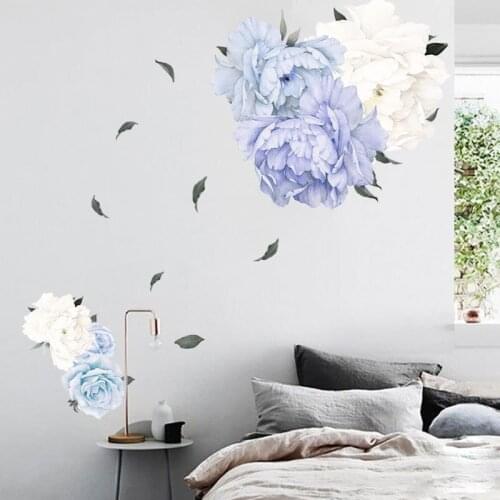 Peony Rose Flowers Wall Sticker Art Nursery Decal Kids Room Home Decor Gift Household Family Accessories Home Chinese Decoration