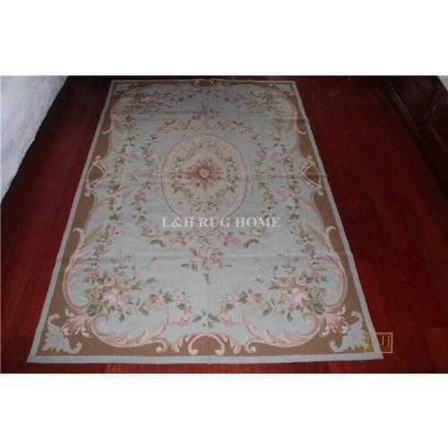 Free shipping 4'x6' Needlepoint Woolen Rug, Handmade Carpet Black field Flora design for home decoration, very high quality