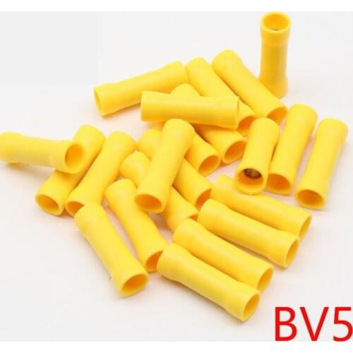 BV5 BV5.5 Full Insulating Wire Connector wire connector 50PCS/Pack Butt Connectors Crimp Electrical Wire Splice Terminal BV