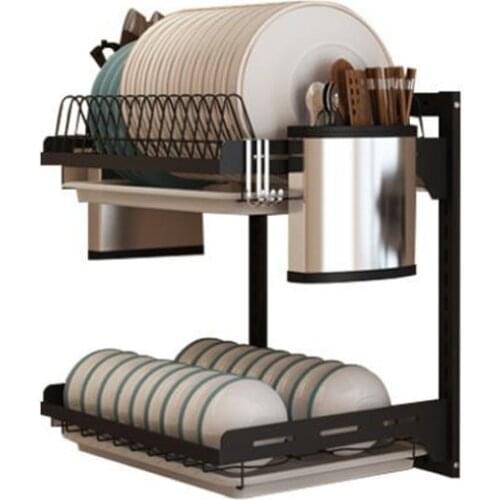 Stainless Steel Kitchen Dish Rack Desktop Plate Cutlery Cup Dish Drainer Drying Rack Wall Mount Kitchen Organizer Storage Holder