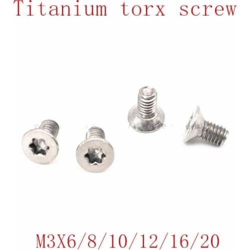 20pcs Titanium screw M3x6/8/10/12/16/20 titanium torx countersunk head screw