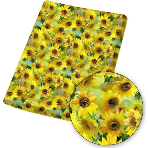 Fabric By The Yard Polyester Cotton Fabric Sunflower Bee Print Sewing Cloth for Dress Making Scrapbooking DIY Home Textile