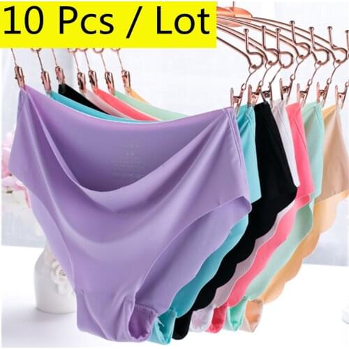 10Pcs/Lot Wholesale Seamless Solid Womens Panties Low-rise Sexy Briefs Girl Womens Pants Underpants Hot Sale Underwear