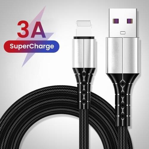 3A Fast Charging USB Data Cable 0.3/1/1.5m USB A To 8 Pin Kable For iPhone Charger Nylon Braid Cord For iPhone 12 11 Pro
