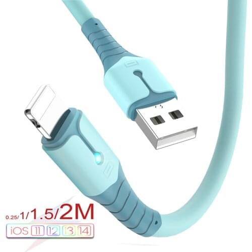 USB Data Cable For iPhone 12 Mini 12 Pro Max X XR 11 XS 8 7 6s Liquid Silicone USB Quick Charging Cable Charger Cable Cord