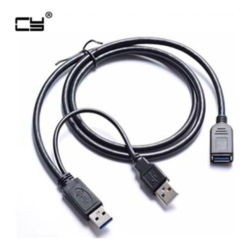 High speed Y type Super Speed Cable Two Dual USB 3.0 A Male to USB Female for External Hard Disk with Extra Power 50cm 100cm