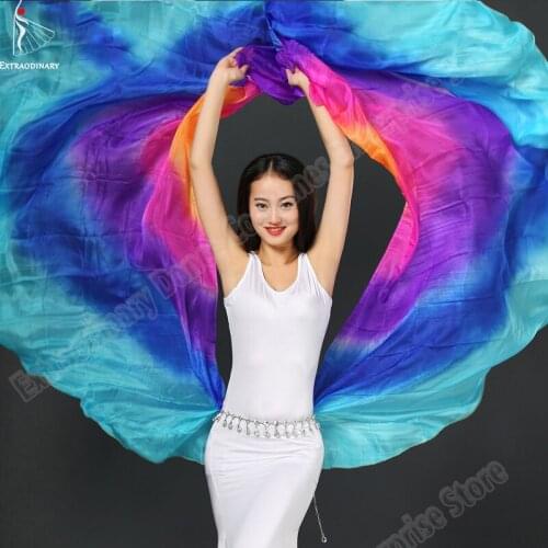 Belly Dance Veils Silk Shawl Veil 260*114cm Women Veil Bellydance Light Silk 5 Colors Stage Performance Accessories