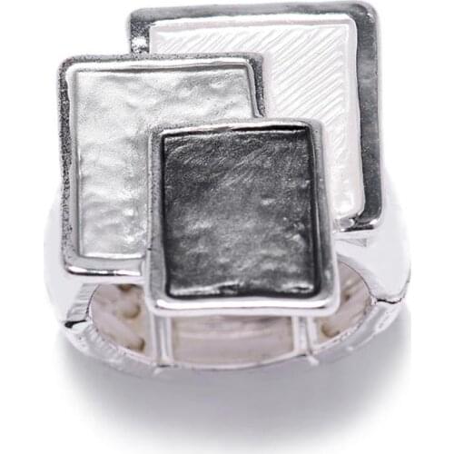 New Luxury Enamel geometr Adjustable Elastic Rings with Stone Girls Trendy Charming Silver Color Wedding Ring for Women Jewelry