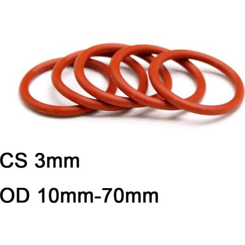 20pcs Silicon O Ring Sealing Gasket CS 3mm OD 10mm-70mm Red Food Grade Waterproof Seals Washer Rubber O-ring