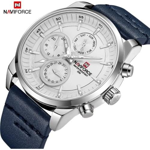 2020 Mens Watch NAVIFORCE Fashion Analog Quartz Wristwatches Leather Strap Clock Waterproof Sport Men Watches Relogio Masculino