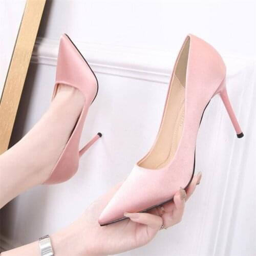 2021 Women 9.5cm High Heels Super Pumps Lady Wedding Green Red Blue Heels Female Scarpins Valentine Bridal Shoes Large Size 46