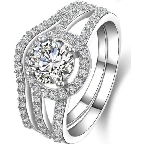 2Ct Certificate Moissanite Female Marriage Ring With Band Solid 18K White Gold AU750 Anniversary Fine Jewelry