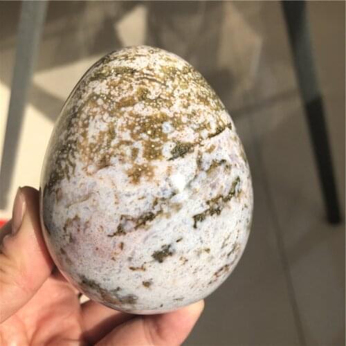 480g Natural Hand Carved Ocean Jasper Crystal Polished Eggs For Decoration