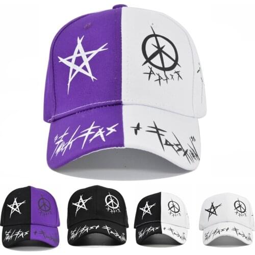 Custom Graffiti Baseball Caps Purple and White Patchwork Men Women Hip Hop Cap Fashion Sun Hat Casual Buckle Hats Bts Snapback